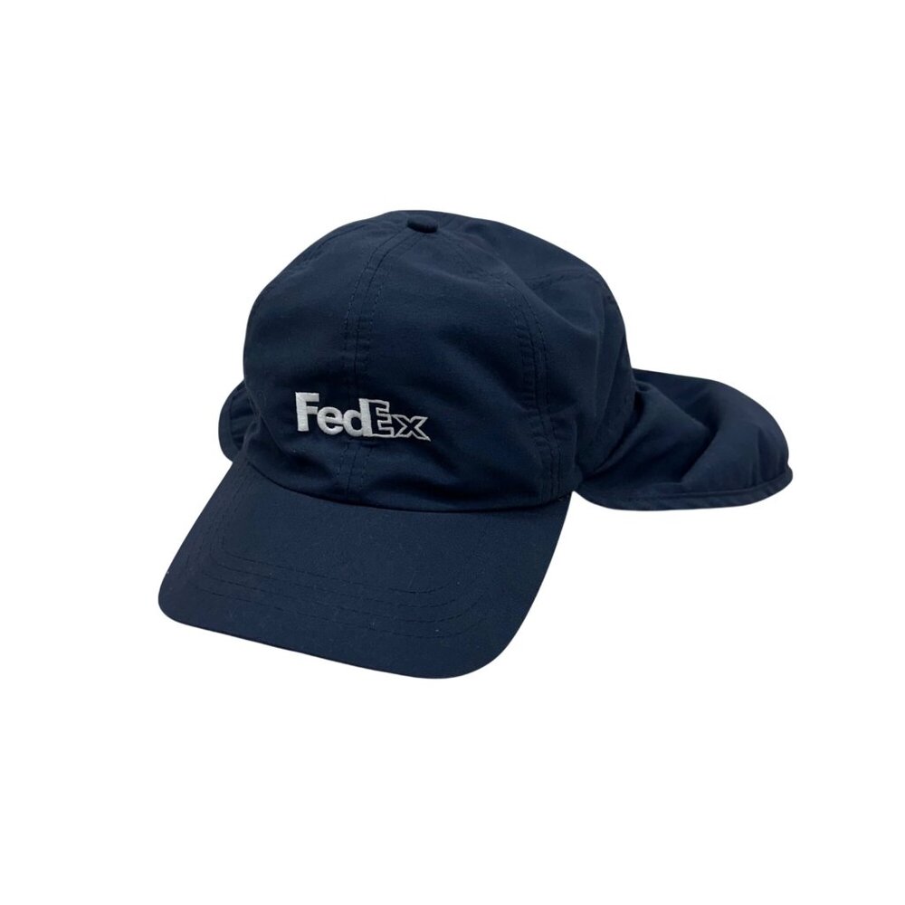 Juniper FedEx Employee Driver Navy Blue Flap Hat Cap Cinch Back
